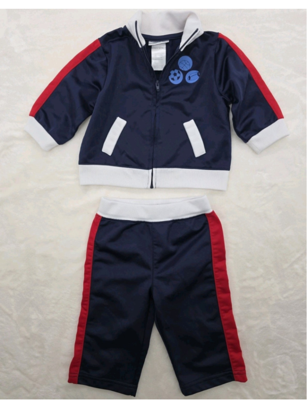 Vintage Y2K Varsity Tracksuit Set 6-9M Baby Boy Kidcore Babyworks 2 Pc